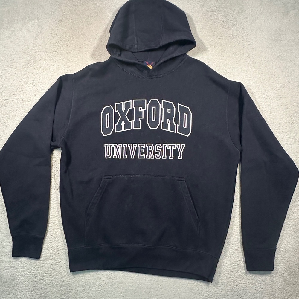 Vintage Goldmedal Oxford University Hoodie Mens L Navy Blue Collegiate Pullover‎